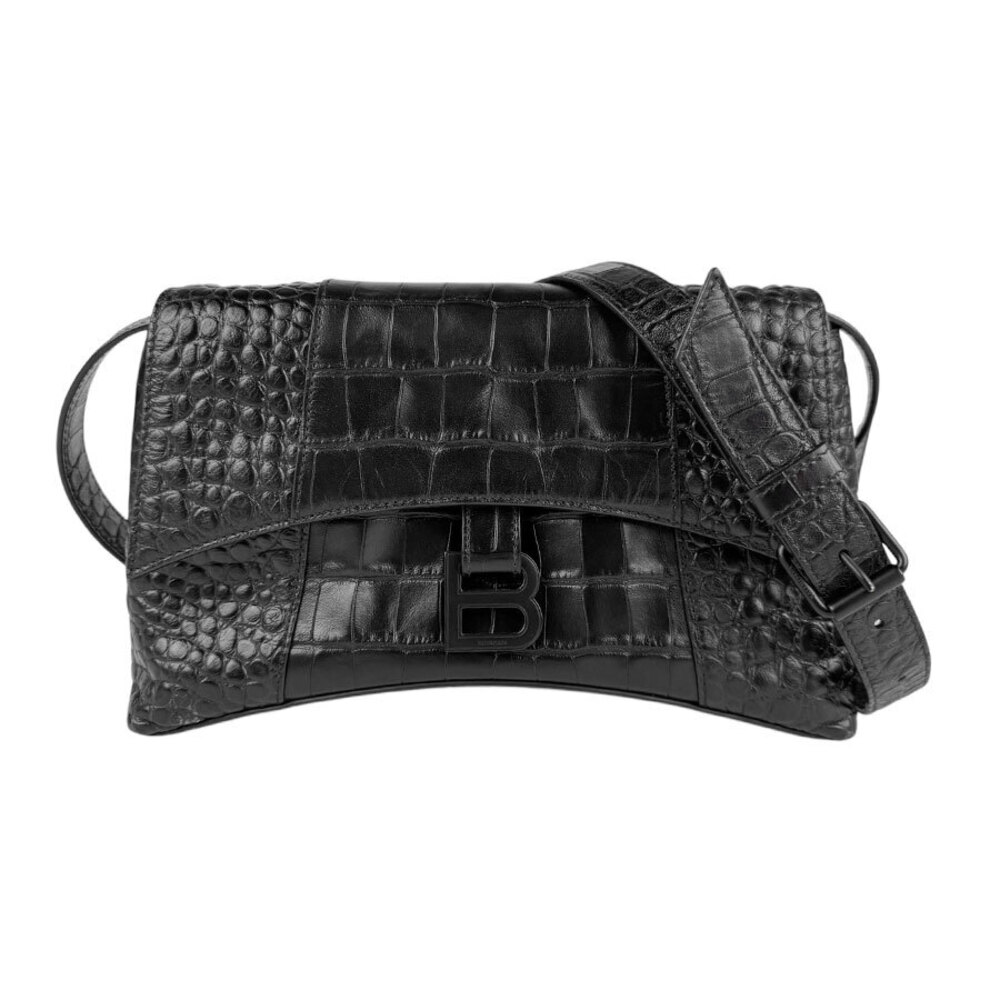 Balenciaga Downtown XS Embossed Leather Shoulder Bag Black